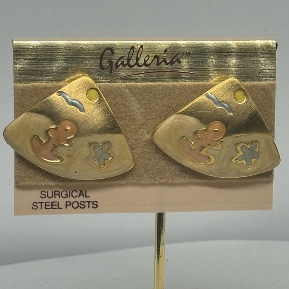 Vintage Nautical Anchor & Starfish Earrings with Surgical Steel Posts - Picture 2 of 13